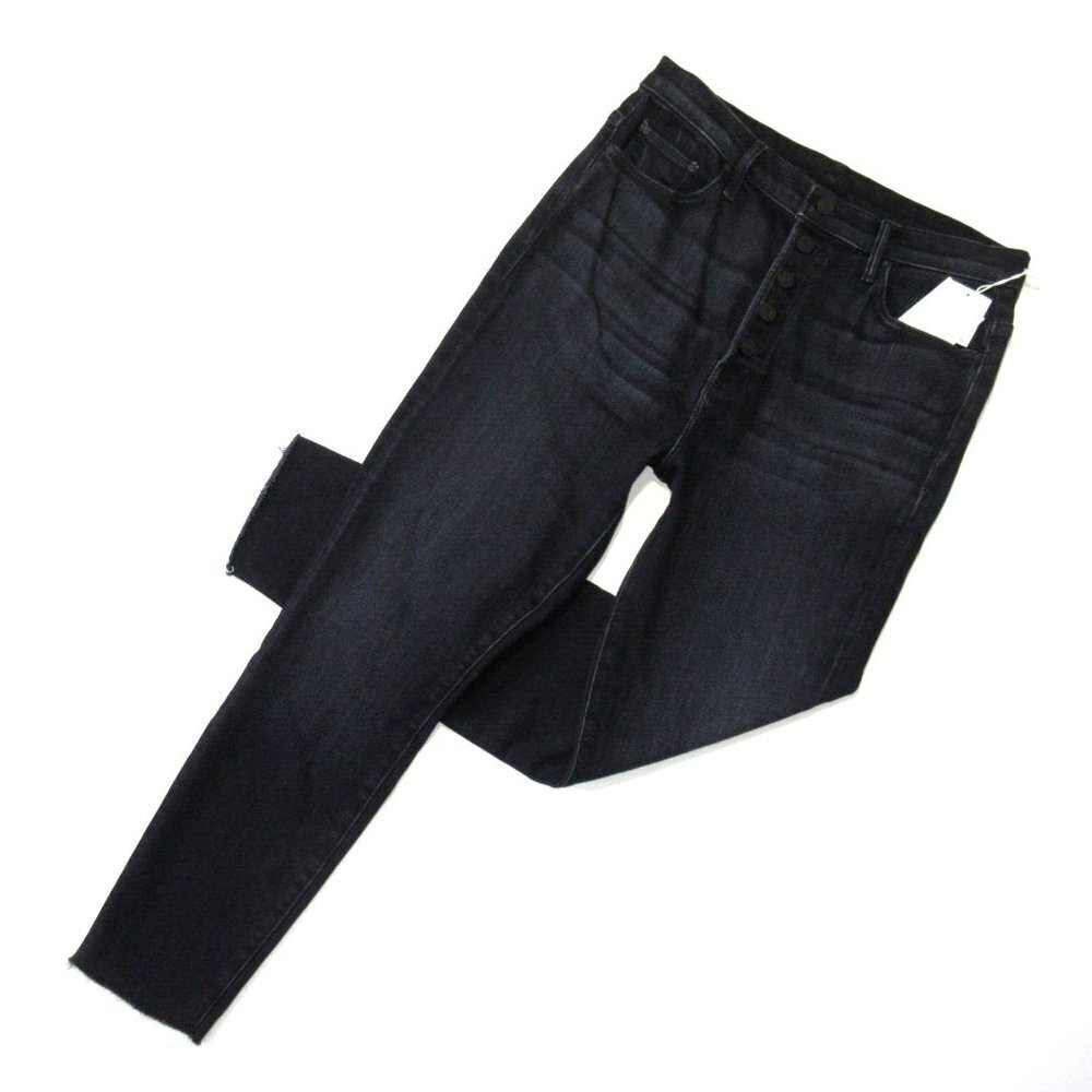 NWT Mother Pixie Swooner Ankle Fray in Thunder Road Button Fly Skinny Jeans 33